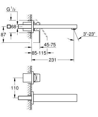 Grohe Eurocube İki delikli lavabo bataryası M-Boyut - 23447DC0 - 2