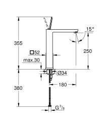 Grohe Eurocube Joy Lavabo Bataryası XL-Boyut - 23661000 - 2