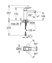 Grohe Eurocube Lavabo Bataryası M-Boyut - 23446000 - 2