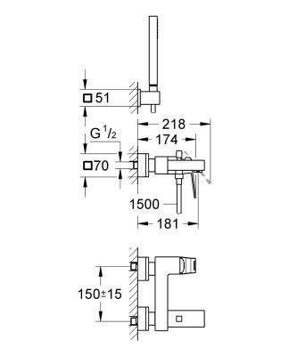 Grohe Eurocube Tek Kumandalı Banyo Bataryası - 23141000 - 2