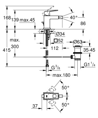 Grohe Eurocube Tek Kumandalı Bide Bataryası S-Boyut - 23138000 - 2