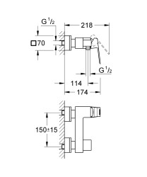 Grohe Eurocube Tek kumandalı duş bataryası - 23145DC0 - 2