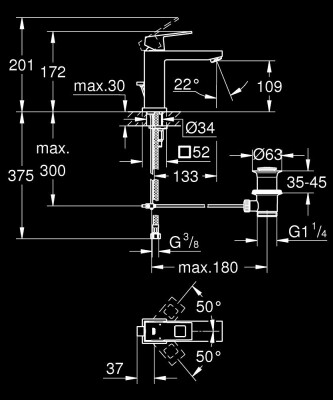 Grohe Eurocube Tek kumandalı lavabo bataryası
M-Boyut - 23445DC0 - 2