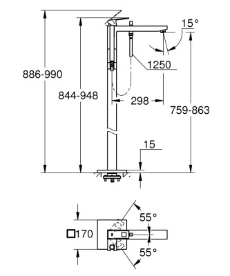 Grohe Eurocube Yerden küvet bataryası - 23672001 - 2