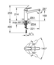 Grohe Eurodisc Cosmopolitan Eviye Bataryası - 33770002 - 2