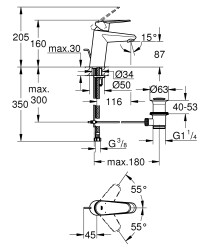 Grohe Eurodisc Cosmopolitan Lavabo Bataryası S-Boyut - 3319020E - 2