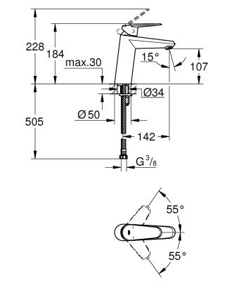 Grohe Eurodisc Cosmopolitan Tek kumandalı lavabo bataryası
M-Boyut - 23449002 - 2