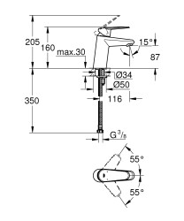 Grohe Eurodisc Cosmopolitan Tek kumandalı lavabo bataryası
S-Boyut - 3246920E - 2