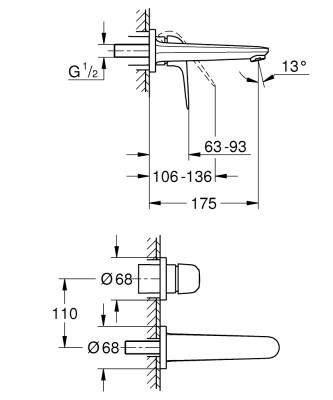 Grohe Euroeco 2 delikli lavabo bataryası - 24274001 - 2