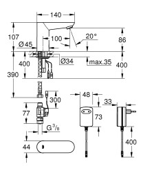 Grohe Euroeco Cosmopolitan E Fotoselli Lavabo Bataryası Elektrikli - 36269000 - 2