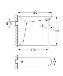 Grohe Euroeco Duvardan Fotoselli Lavabo Bataryası Pilli - 36274000 - 2