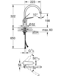 Grohe Euroeco Special Tek kumandalı eviye bataryası - 32786000 - 2
