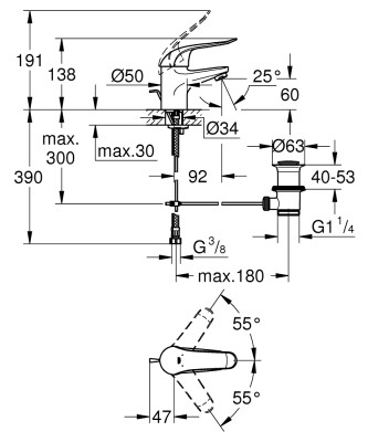 Grohe Euroeco Special Tek kumandalı lavabo bataryası - 32763000 - 2