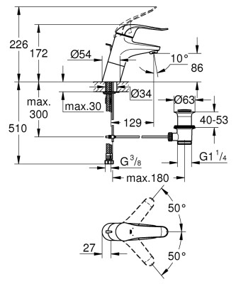 Grohe Euroeco Special Tek kumandalı lavabo bataryası - 32766000 - 2