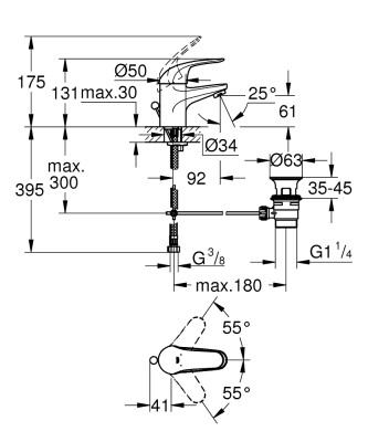 Grohe Euroeco Tek kumandalı lavabo bataryası
S-Boyut - 23262000 - 2