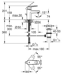Grohe Europlus Lavabo Bataryası S-Boyut - 32612002 - 2