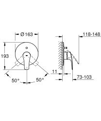 Grohe Eurosmart Ankastre Banyo Bataryası Mat Siyah - 194502433 - 2