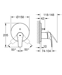 Grohe Eurosmart Ankastre Banyo/Duş Bataryası - 24043003 - 2