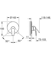 Grohe Eurosmart Ankastre Duş Bataryası Mat Siyah - 194512433 - 2