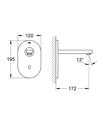 Grohe Eurosmart Cosmopolitan E Ankastre fotoselli lavabo bataryası, tek su girişli - 36335SD0 - 2