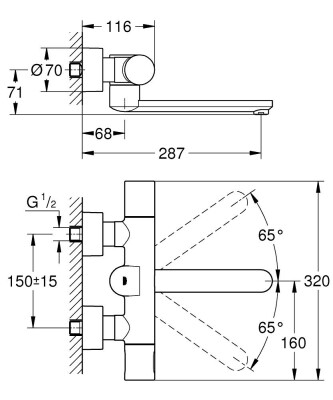 Grohe Eurosmart Cosmopolitan E Duvardan, fotoselli ve termostatik
sıcaklık kontrollü lavabo bataryası - 36332000 - 2