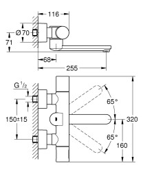 Grohe Eurosmart Cosmopolitan E Duvardan, fotoselli ve termostatik
sıcaklık kontrollü lavabo bataryası - 36333000 - 2
