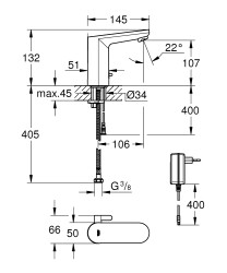 Grohe Eurosmart Cosmopolitan E Fotoselli lavabo bataryası - 1/2