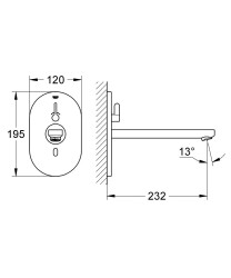 Grohe Eurosmart Cosmopolitan E Fotoselli Lavabo Bataryası, Çift Su Girişli Ayarlanabilir Sıcaklık Sınırlayıcısı - 36376000 - 2