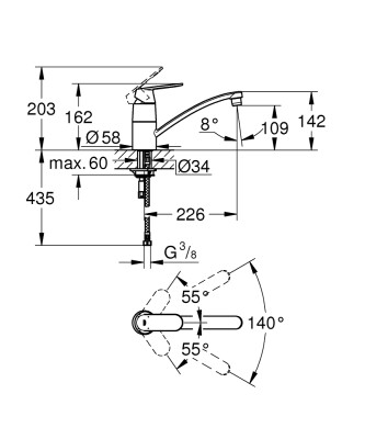 Grohe Eurosmart Cosmopolitan Eviye Bataryası - 32842000 - 2