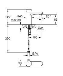 Grohe Eurosmart Cosmopolitan T Çift Su Girişli Lavabo Bataryası - 36317000 - 2