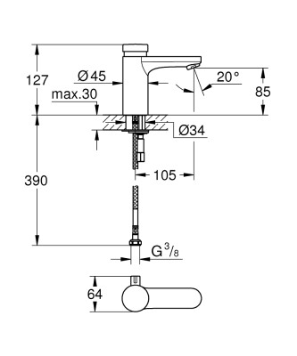 Grohe Eurosmart Cosmopolitan T Çift Su Girişli Lavabo Bataryası - 36317000 - 2