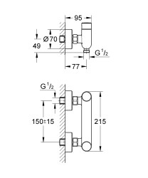 Grohe Eurosmart Cosmopolitan T Zaman ayarlı duş bataryası 1/2