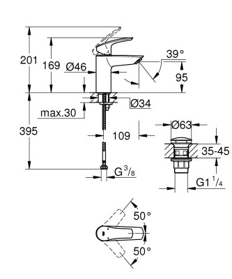 Grohe Eurosmart Lavabo Bataryası 1/2″ S-Boyutu - 239222433 - 2