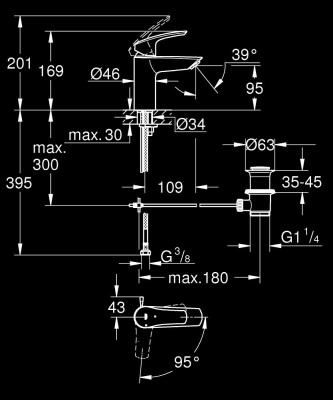 Grohe Eurosmart Lavabo Bataryası 1/2″ S-Boyutu - 329262433 - 2