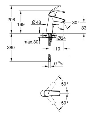 Grohe Eurosmart Lavabo Bataryası M-Boyut - 23324001 - 2