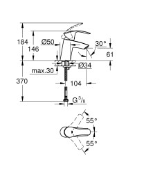 Grohe Eurosmart Lavabo Bataryası S-Boyut - 32467002 - 2