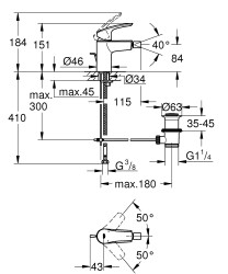 Grohe Eurosmart Tek kumandalı bide bataryası S-Boyut - 329292433 - 2