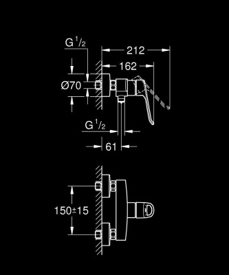 Grohe Eurosmart Tek kumandalı duş bataryası - 25242003 - 2