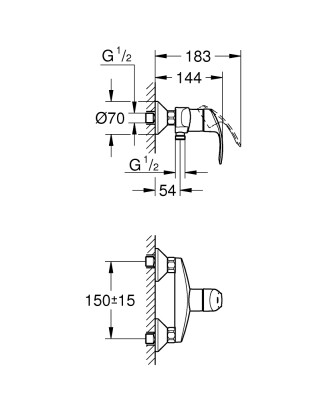 Grohe Eurosmart Tek kumandalı duş bataryası - 33555002 - 2