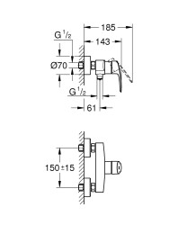 Grohe Eurosmart Tek kumandalı duş bataryası - 335552433 - 2