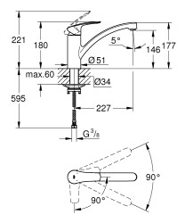 Grohe Eurosmart Tek kumandalı eviye bataryası - 30260003 - 2