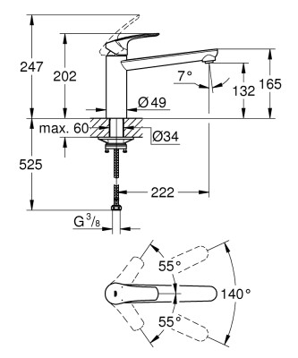 Grohe Eurosmart Tek kumandalı eviye bataryası - 30463000 - 2