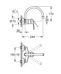 Grohe Eurosmart Tek kumandalı eviye bataryası - 32482003 - 2