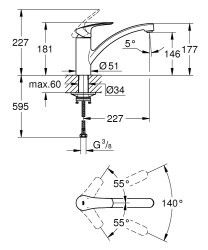 Grohe Eurosmart Tek kumandalı eviye bataryası - 33281003 - 2