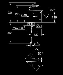 Grohe Eurosmart Tek Kumandalı Lavabo Bataryası M-Boyut - 23324003 - 2