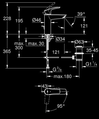 Grohe Eurosmart Tek kumandalı lavabo bataryası M-Boyut - 23393243E - 2
