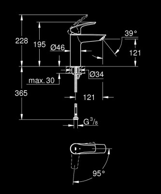 Grohe Eurosmart Tek kumandalı lavabo bataryası M-Boyut - 2339530E - 2