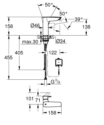 Grohe Eurosmart Tek Kumandalı Lavabo Bataryası M-Boyut - 23975003 - 2