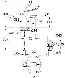 Grohe Eurosmart Tek Kumandalı Lavabo Bataryası M-Boyut - 23983003 - 2