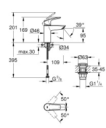Grohe Eurosmart Tek kumandalı lavabo bataryası S-Boyut - 23922003 - 2